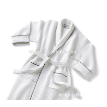 cheap white waffle shawl collar wtih piping hotel quality bathrobe